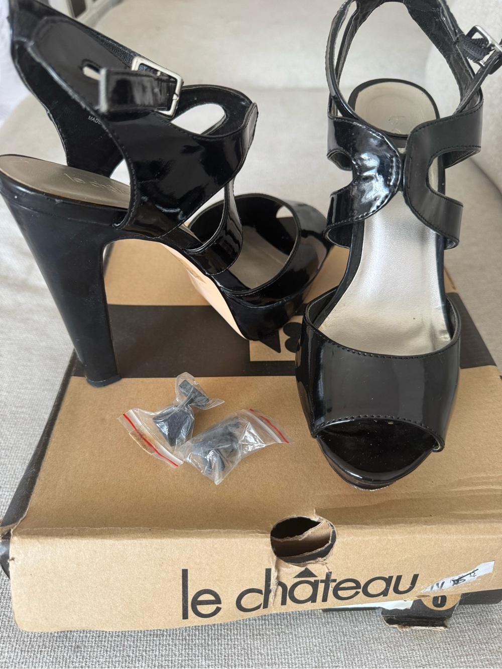 Free with Purchase / Chateau Black Patent Platform Heel Sandals